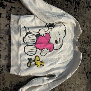 Peanuts White Kids Sweatshirt with Pink Heart and Yellow Woodstock